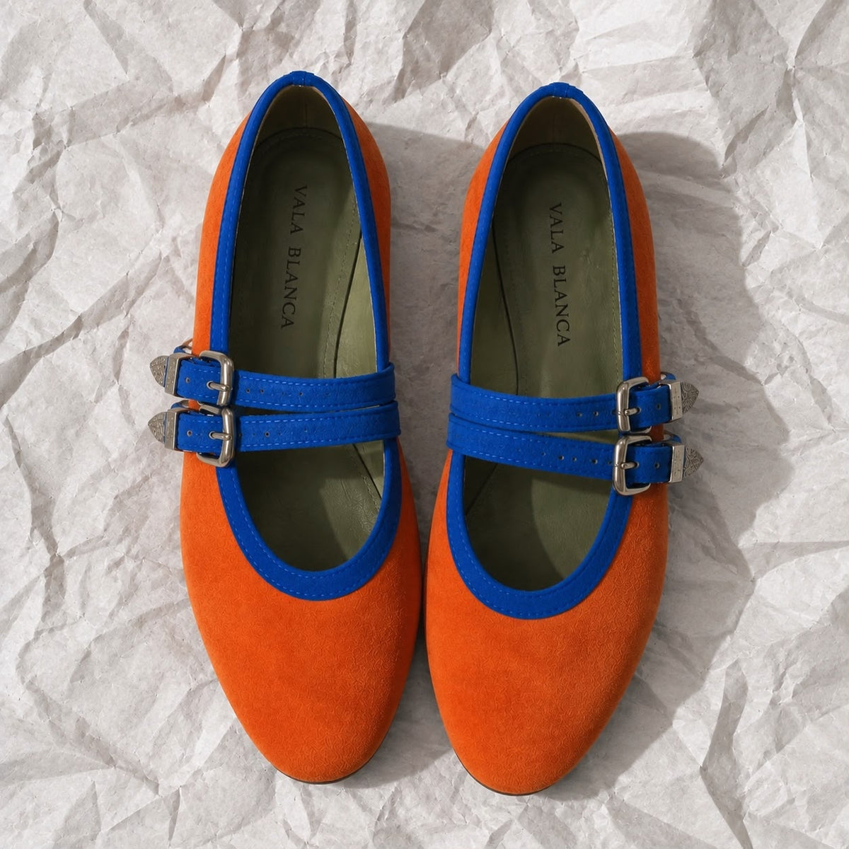 Texana Naranja Ribete Azul