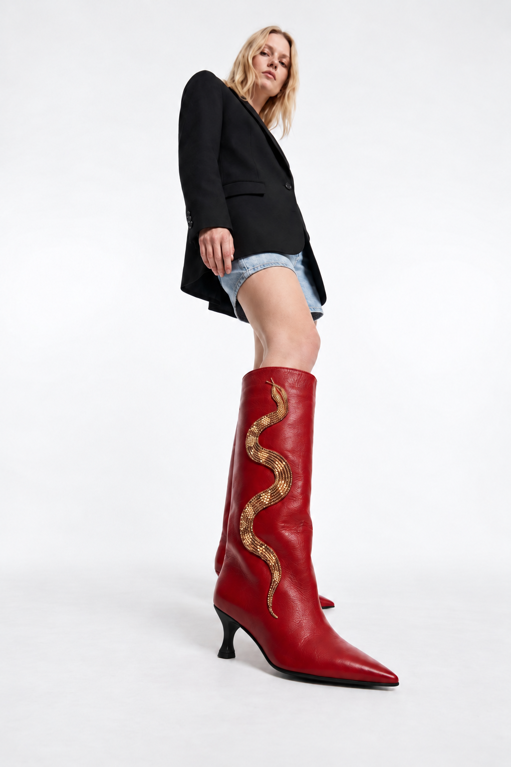 Ananá Boot Roja Serpiente Dorada