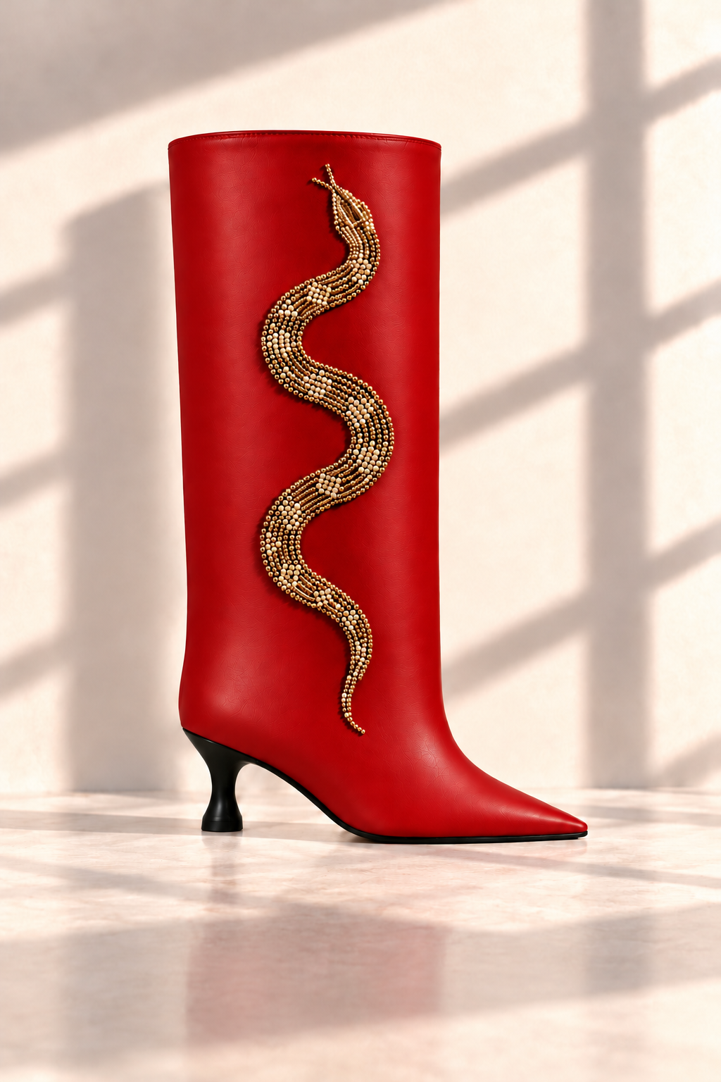 Ananá Boot Roja Serpiente Dorada