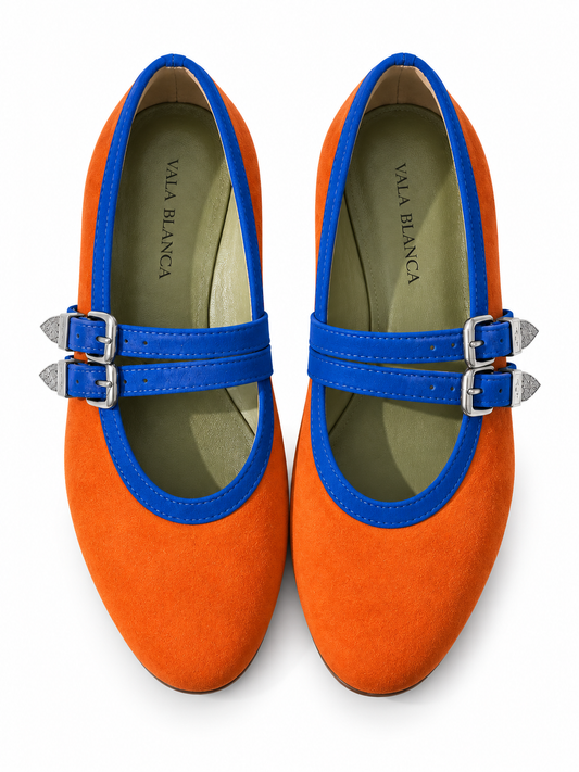 Texana Naranja Ribete Azul