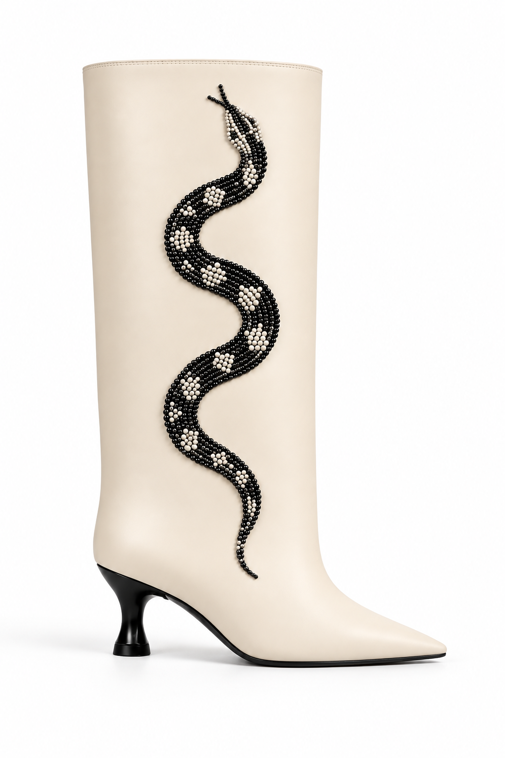 Ananá Boot Blanca Serpiente Negra